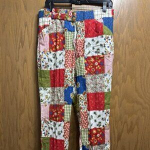 VTG 1960s 1970s 1980s EJM Mens Cotton Patchwork Plaid Floral Golf Pants 32x29